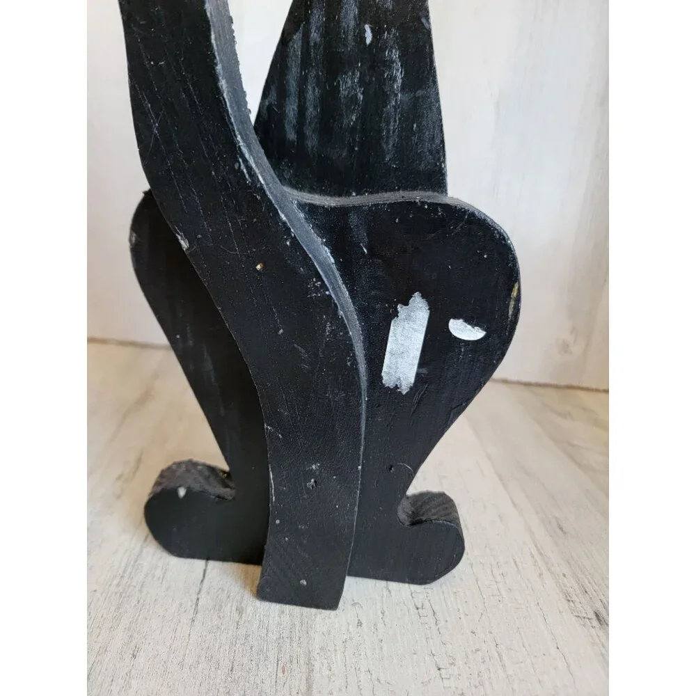 Unique‎ wooden black cat bat Halloween home decor figure